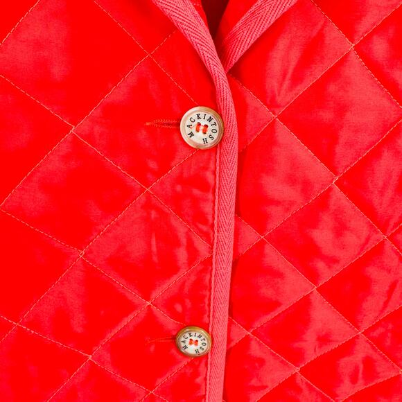 Mackintosh Scotland Red Quilted Jacket Size M Button Front Classic Holiday Coat - Picture 7 of 8